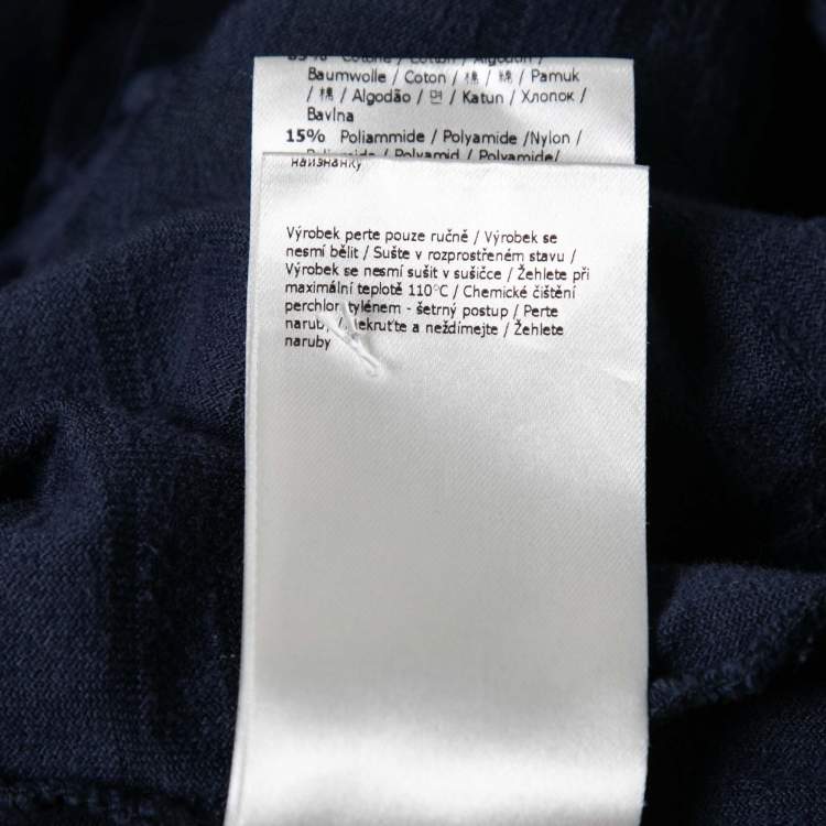 Pre Owned Fendi Blue Cotton Flocked FF Motif Short Sleeve T-Shirt XL