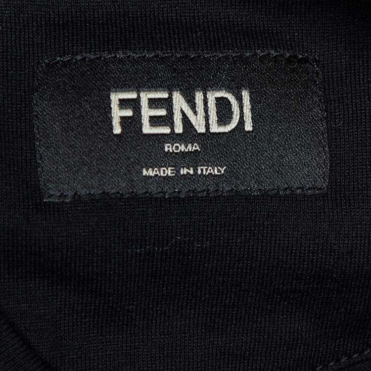 Pre Owned Fendi Black Cotton Studded Monster Eye Crew Neck T-Shirt S