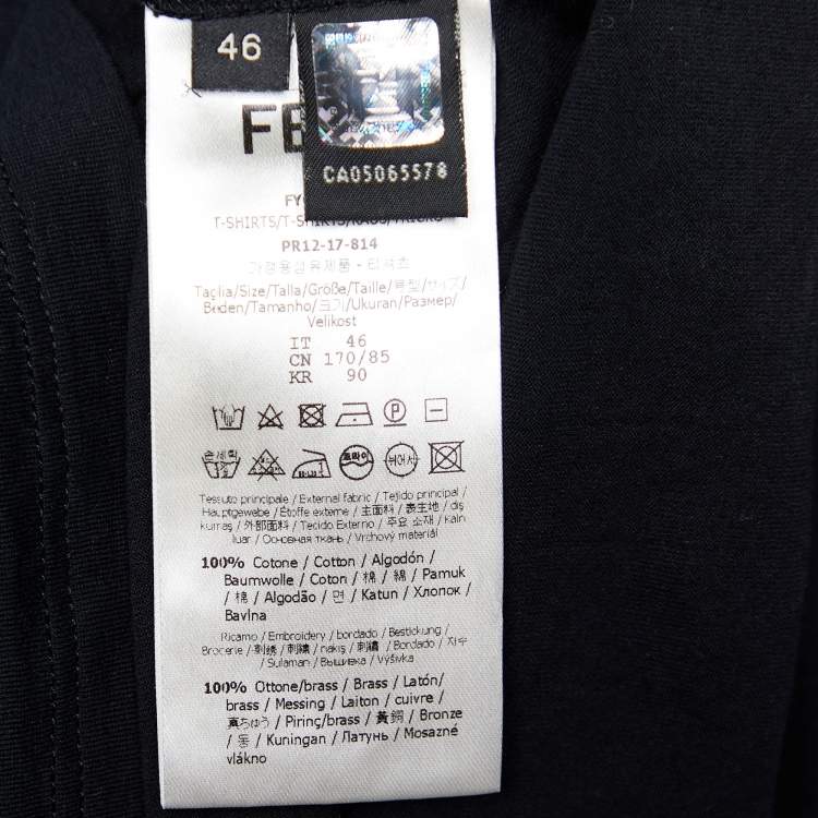 Pre Owned Fendi Black Cotton Studded Monster Eye Crew Neck T-Shirt S