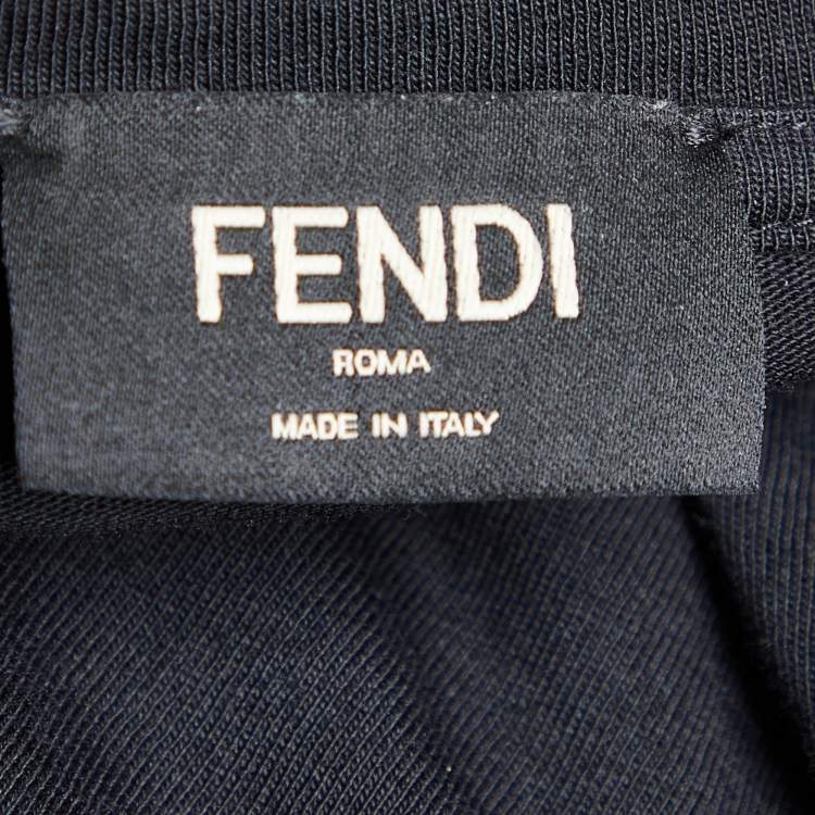 Pre Owned Fendi Black Cotton Knit Monster Eye Patch Detail T-Shirt L