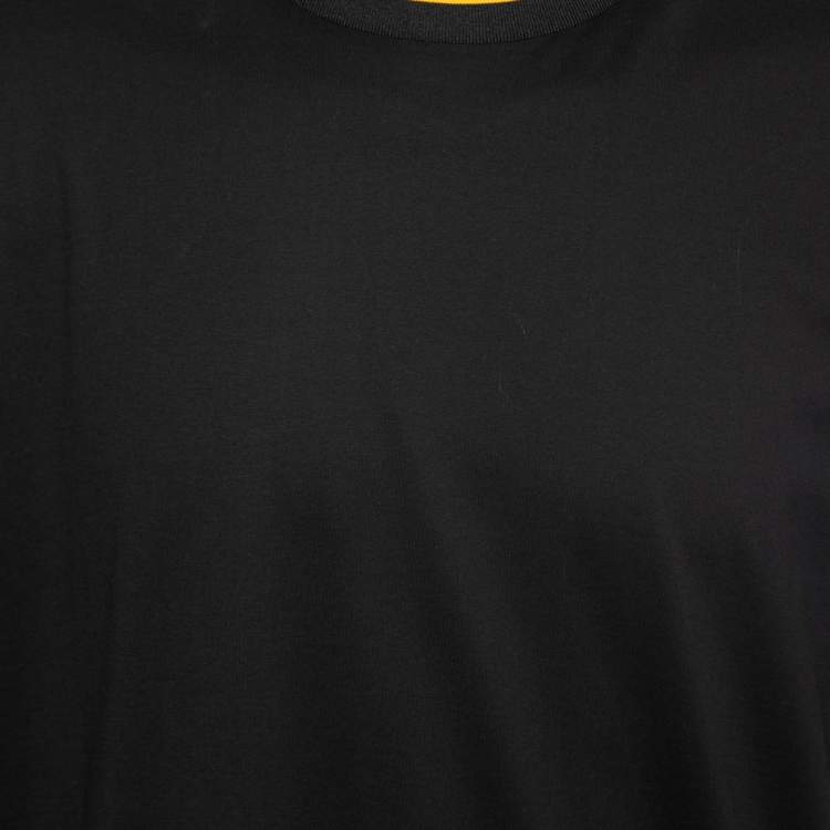 Pre Owned Fendi Black Cotton Contrast Trim T-Shirt L