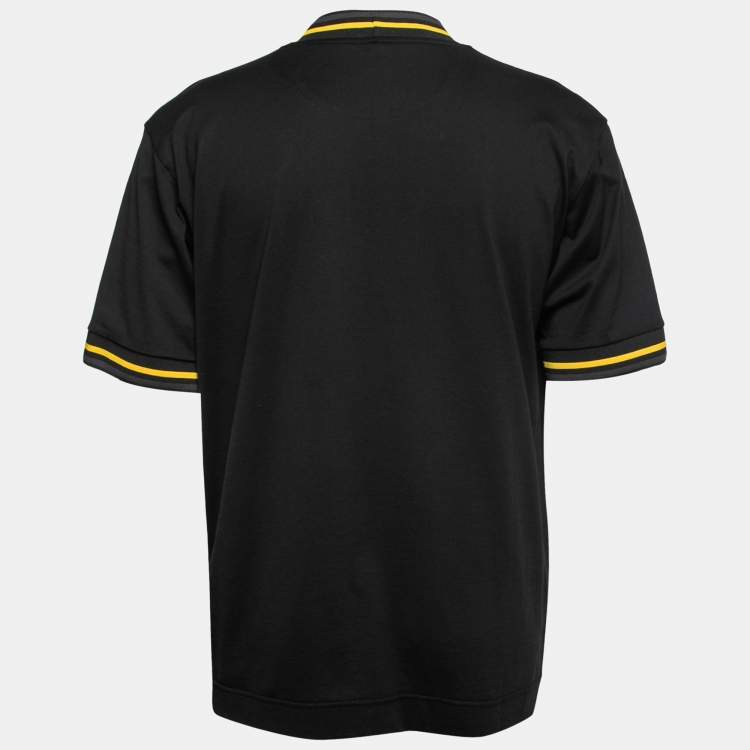 Pre Owned Fendi Black Cotton Contrast Trim T-Shirt L