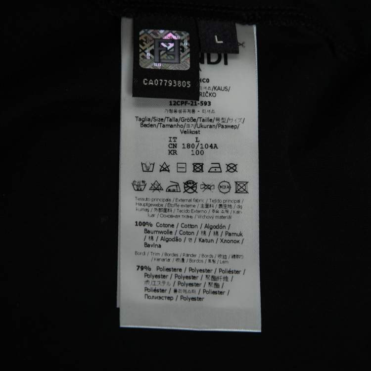 Pre Owned Fendi Black Cotton Contrast Trim T-Shirt L