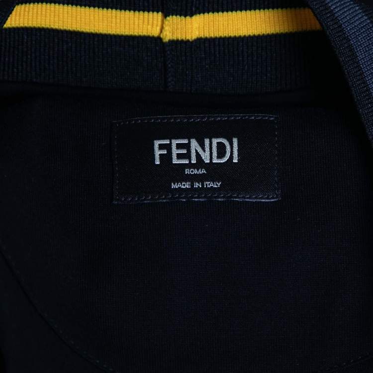 Pre Owned Fendi Black Cotton Contrast Trim T-Shirt L