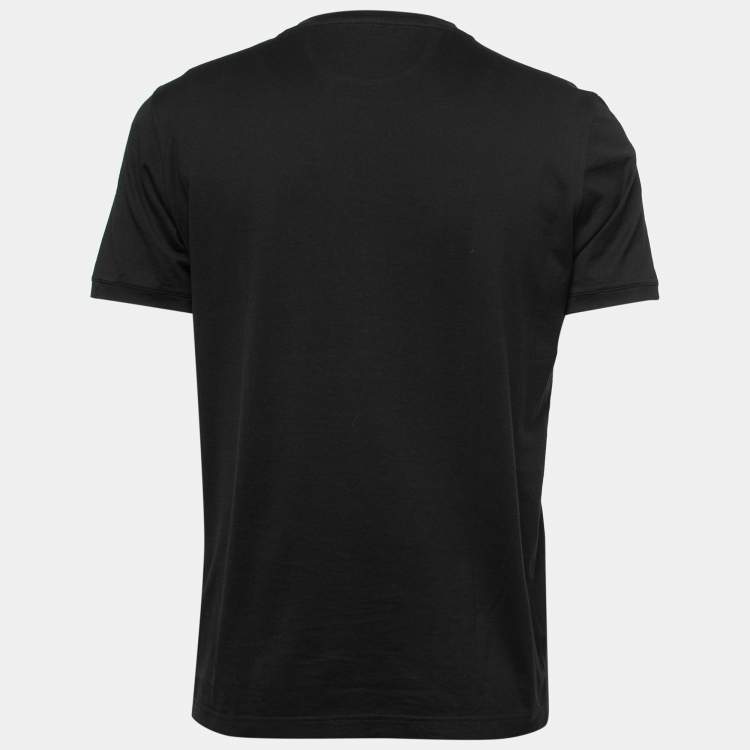 Fendi Black Cotton FF Patch Crew Neck Short Sleeve T-Shirt L Fendi