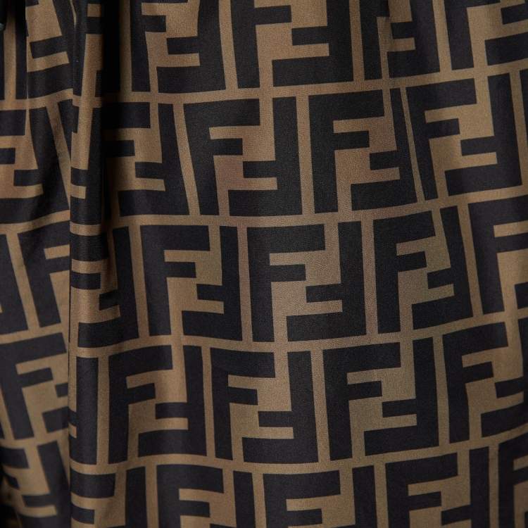 Pre Owned Fendi Brown Zucca Monogram Synthetic Joggers M