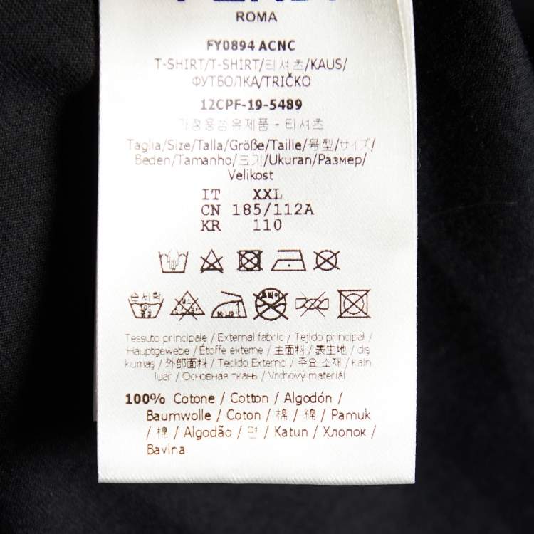 Pre Owned Fendi Black Cotton Monster Eye Detail Crewneck T-Shirt XXL
