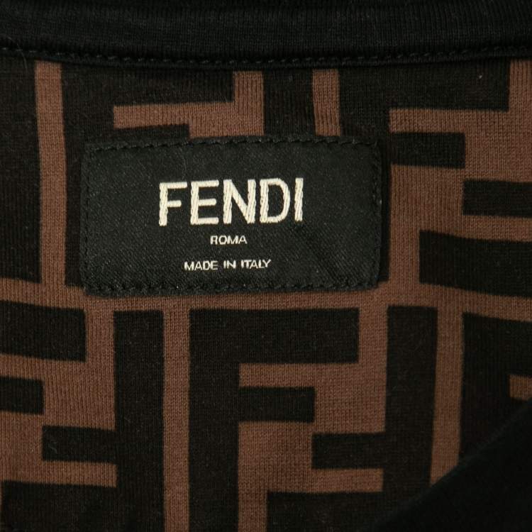 Pre Owned Fendi Brown Cotton Logo Embroidered Short Sleeve T-Shirt M