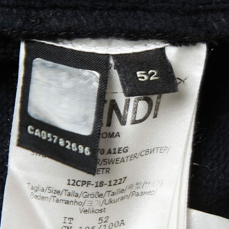 Pre Owned Fendi Black Knit Logo Band Detail Hoodie XL