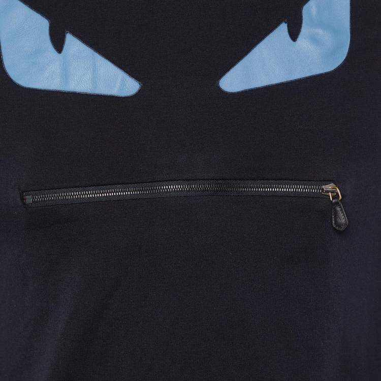 Pre Owned Fendi Black Monster Eye Patch Cotton Knit T-Shirt S
