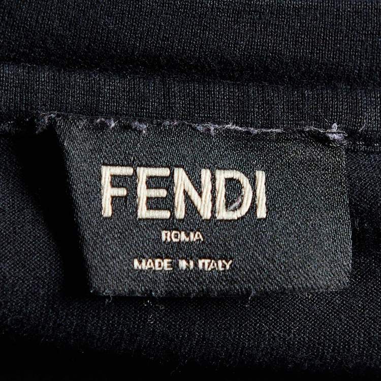 Pre Owned Fendi Black Monster Eye Patch Cotton Knit T-Shirt S