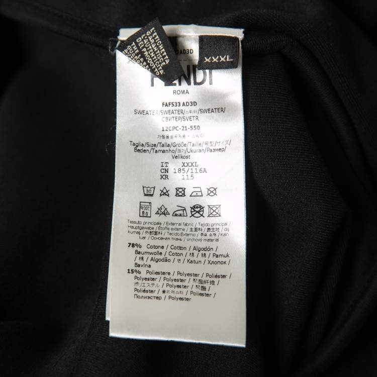 Pre Owned Fendi Black Cotton FF Mesh Paneled Zip Up Hoodie 3XL