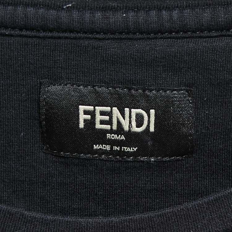 Pre Owned Fendi Black Cotton Light Bulb Patched T-Shirt 2XL
