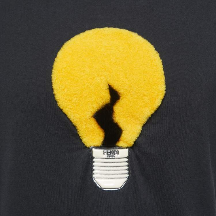 Pre Owned Fendi Black Cotton Light Bulb Patched T-Shirt 2XL