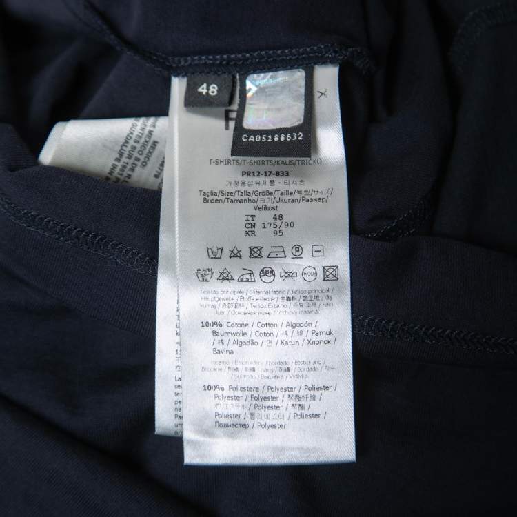 Pre Owned Fendi Navy Blue Frog & Butterfleyes Cotton Crew Neck T-Shirt M