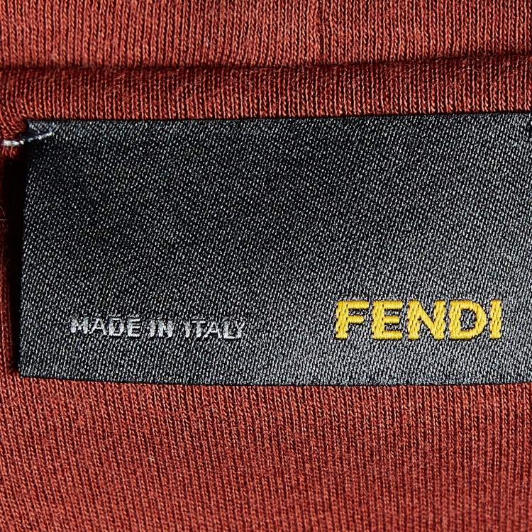 Pre Owned Fendi Navy Blue Color Block Cotton Crew Neck T-Shirt L