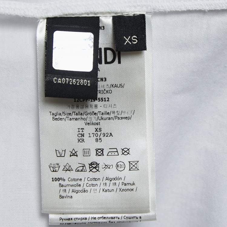Pre Owned Fendi White Cotton Logo Band Collar T-Shirt XS