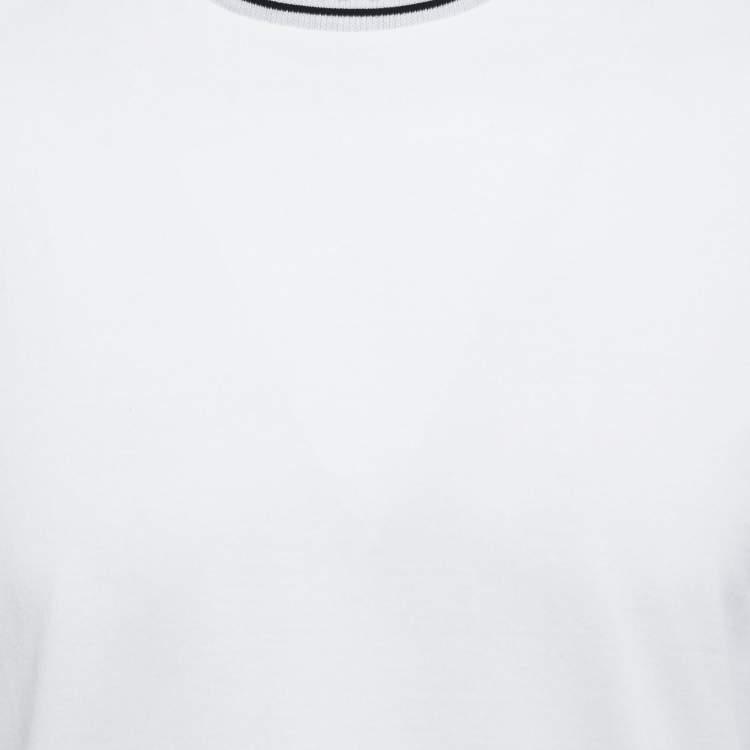 Pre Owned Fendi White Cotton Logo Band Collar T-Shirt XS