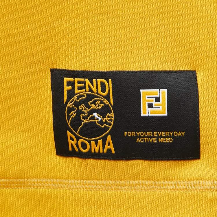 Pre Owned Fendi Yellow/White Knit V-Neck Half Sleeve T-Shirt L