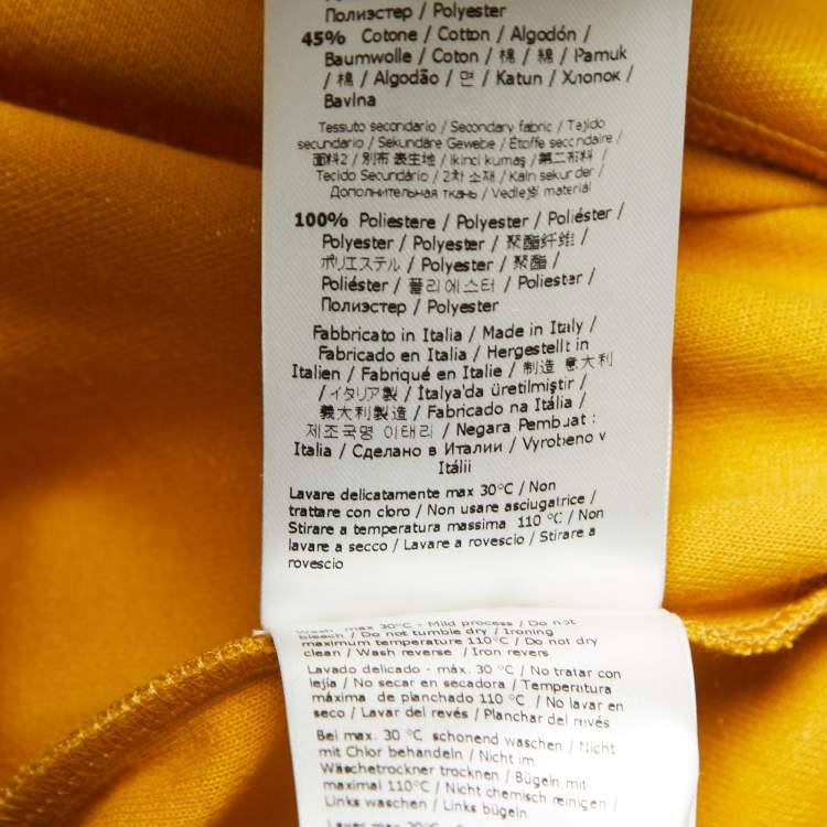 Pre Owned Fendi Yellow/White Knit V-Neck Half Sleeve T-Shirt L