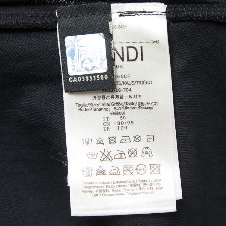 Pre Owned Fendi Black Sequined Cotton Crew Neck Half Sleeve T-Shirt XL