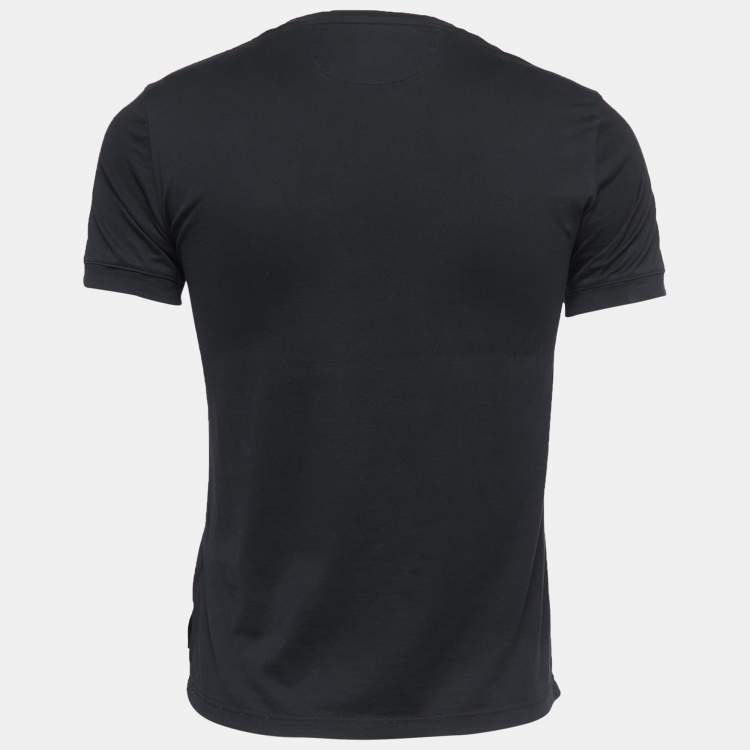 Pre Owned Fendi Black Sequined Cotton Crew Neck Half Sleeve T-Shirt XL