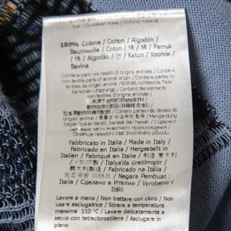 Pre Owned Fendi Blue Floral Jacquard Knit Long Sleeve Jumper L