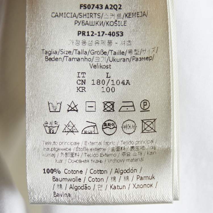 Pre Owned Fendi White Cotton Logo Pocket Detail T-Shirt L