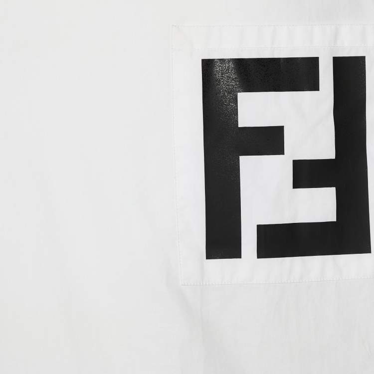 Pre Owned Fendi White Cotton Logo Pocket Detail T-Shirt L