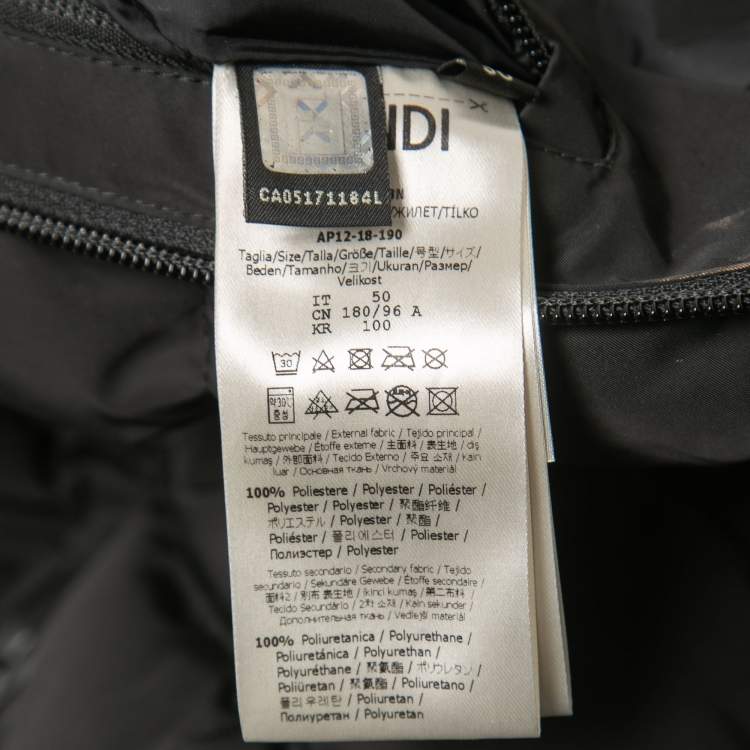 Pre Owned Fendi Black Logo Synthetic Puffer Vest L