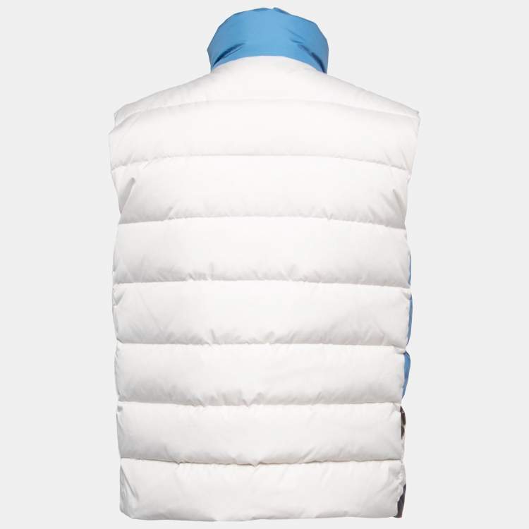 Pre Owned Fendi White Logo Mania Synthetic Colorblock Puffer Vest M