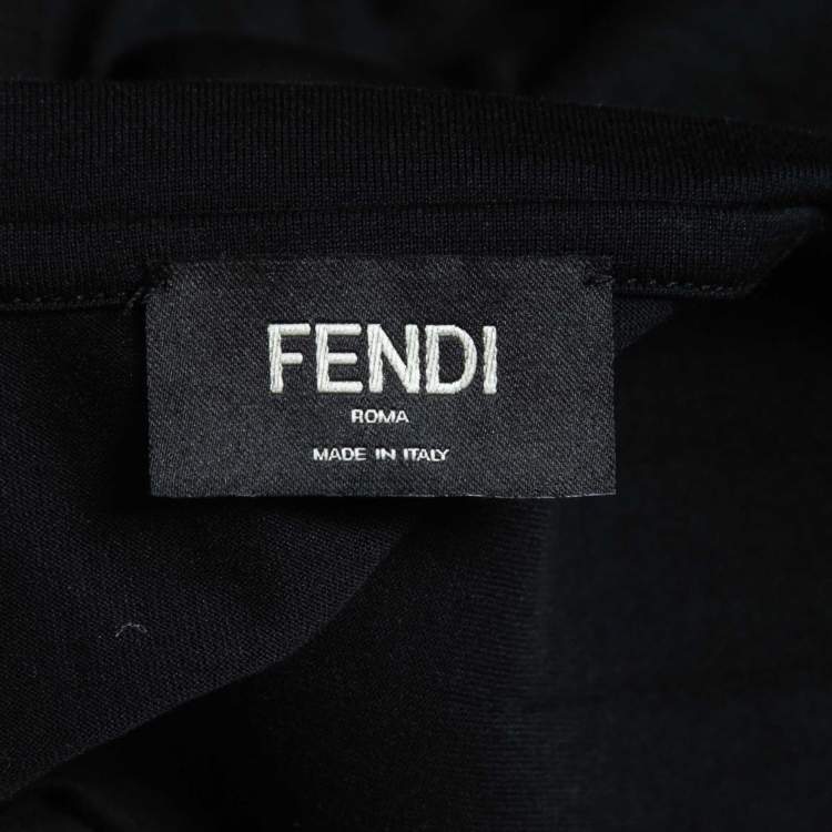 Pre Owned Fendi Black Cotton Roma Amore Graphic T-Shirt L