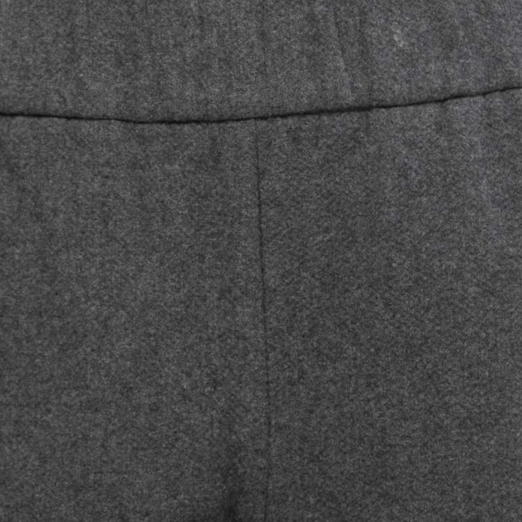 Pre Owned Fendi Grey Cashmere Blend Logo Strip Detail Pants L