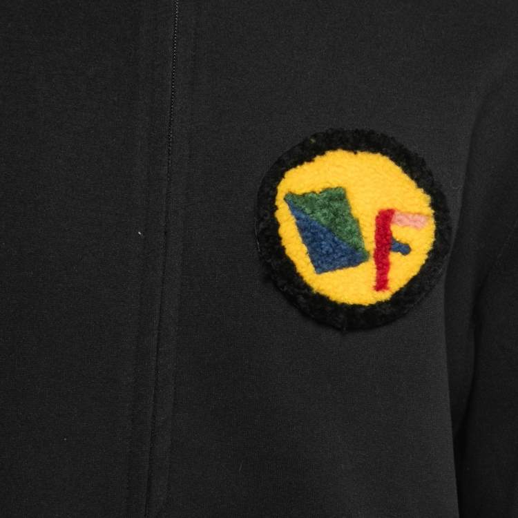 Pre Owned Fendi Black Jersey Knit Logo Fleece Logo Detail Jacket 3XL