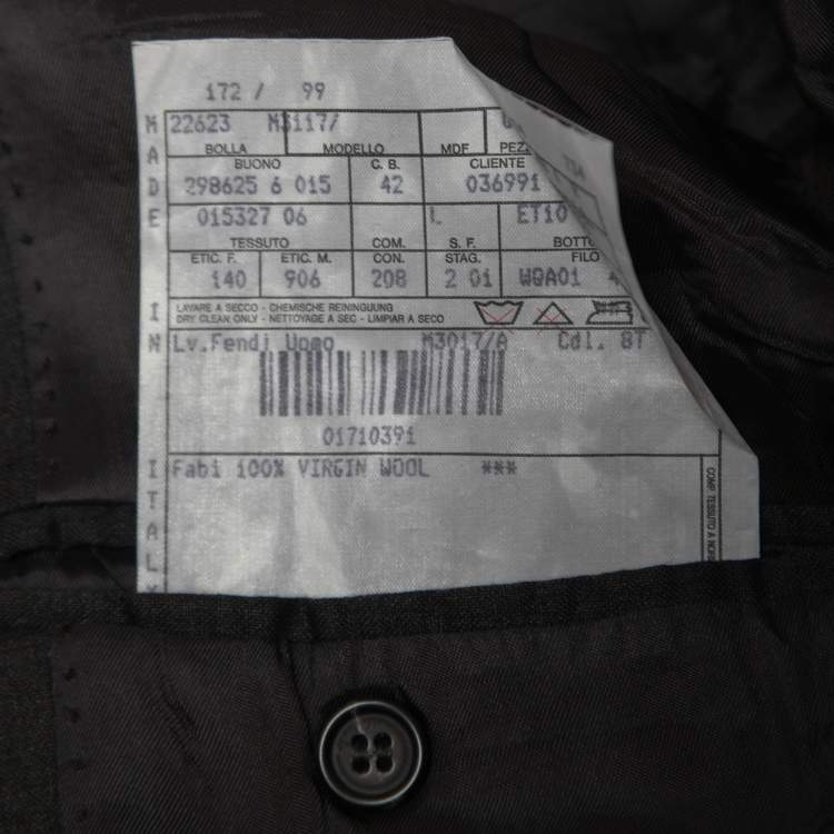 Pre Owned Fendi Vintage Grey Wool Single Breasted Blazer M