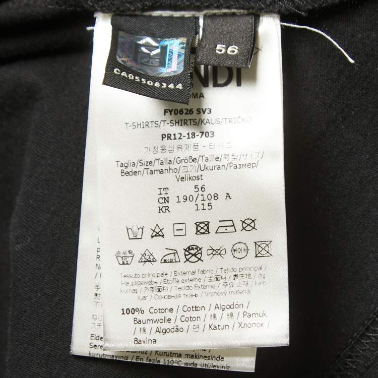Pre Owned Fendi Black Cotton Spiked Eye Detail Crew Neck Half Sleeve T-Shirt 3XL