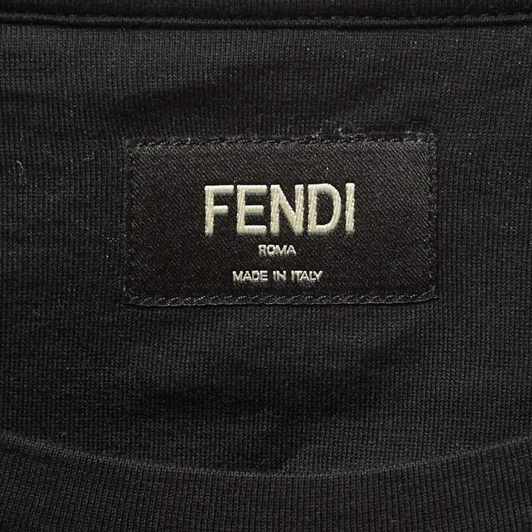 Pre Owned Fendi Black Cotton Spiked Eye Detail Crew Neck Half Sleeve T-Shirt 3XL
