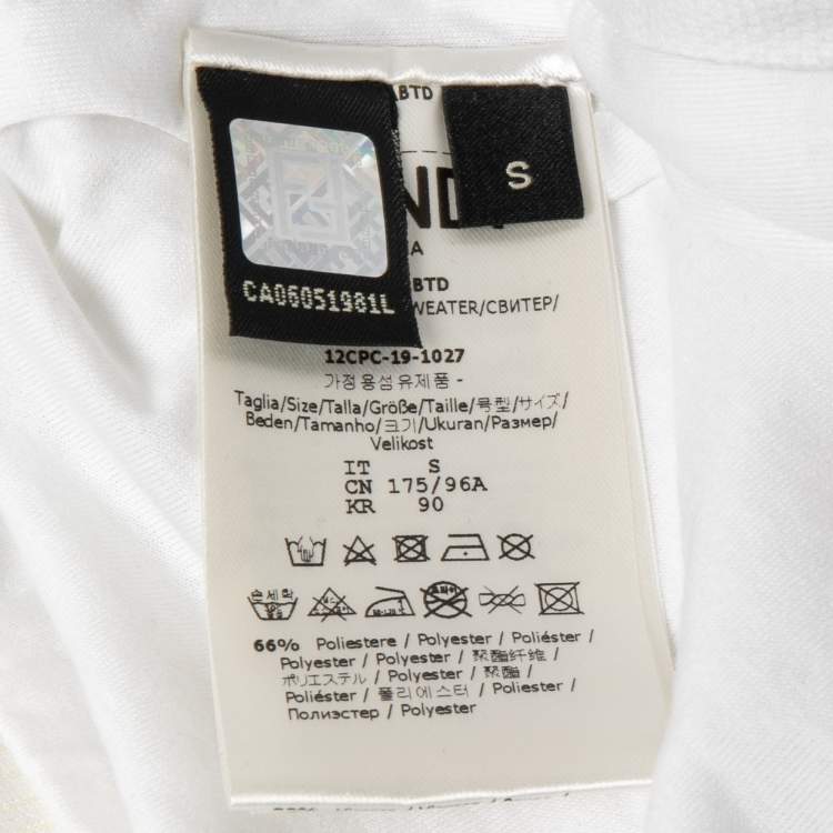 Pre Owned Fendi White FF Embroidered Jersey Knit Zip-Up Jacket S