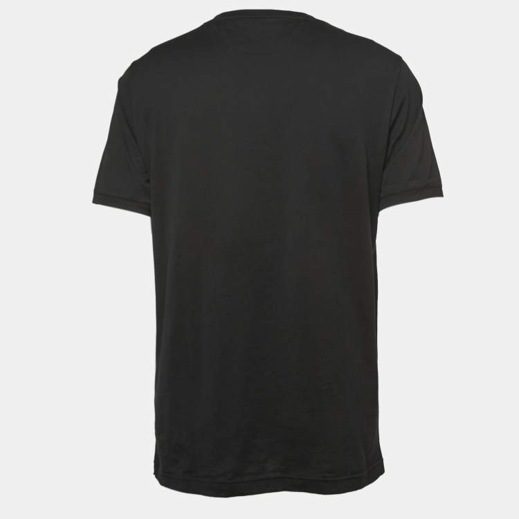 Pre Owned Fendi Black Cotton Applique Detailed Half Sleeve T-Shirt XXL
