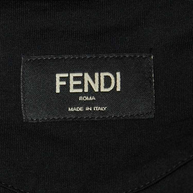 Pre Owned Fendi Black Cotton Applique Detailed Half Sleeve T-Shirt XXL
