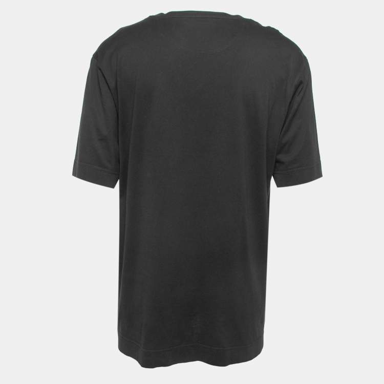 Pre Owned Fendi Black Logo Embroidered Cotton Half Sleeve T-Shirt XXL