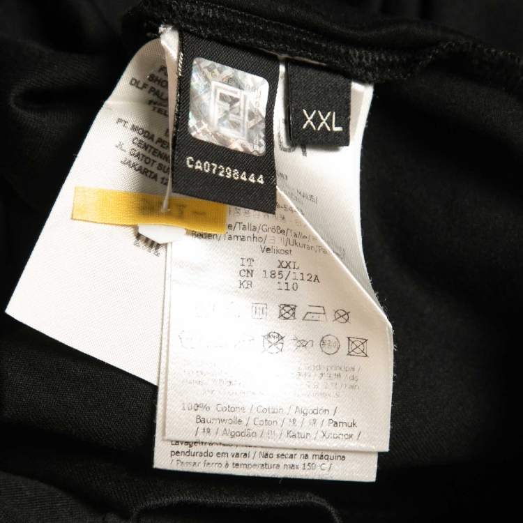 Pre Owned Fendi Black Logo Embroidered Cotton Half Sleeve T-Shirt XXL