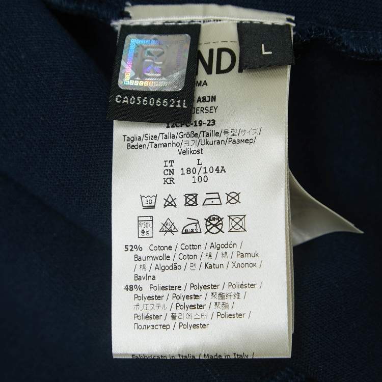 Pre Owned Fendi Navy Blue Jersey Monster Eye Tape Detail Sweatshirt L