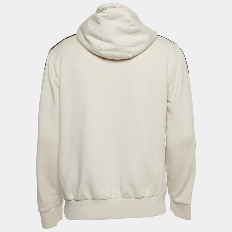 Pre Owned Fendi Off White Knit Logo Band Detail Hoodie L