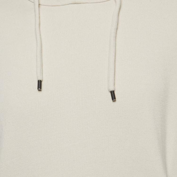 Pre Owned Fendi Off White Knit Logo Band Detail Hoodie L