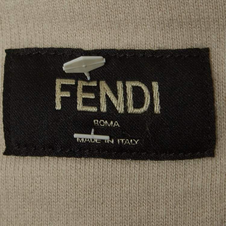 Pre Owned Fendi Off White Knit Logo Band Detail Hoodie L