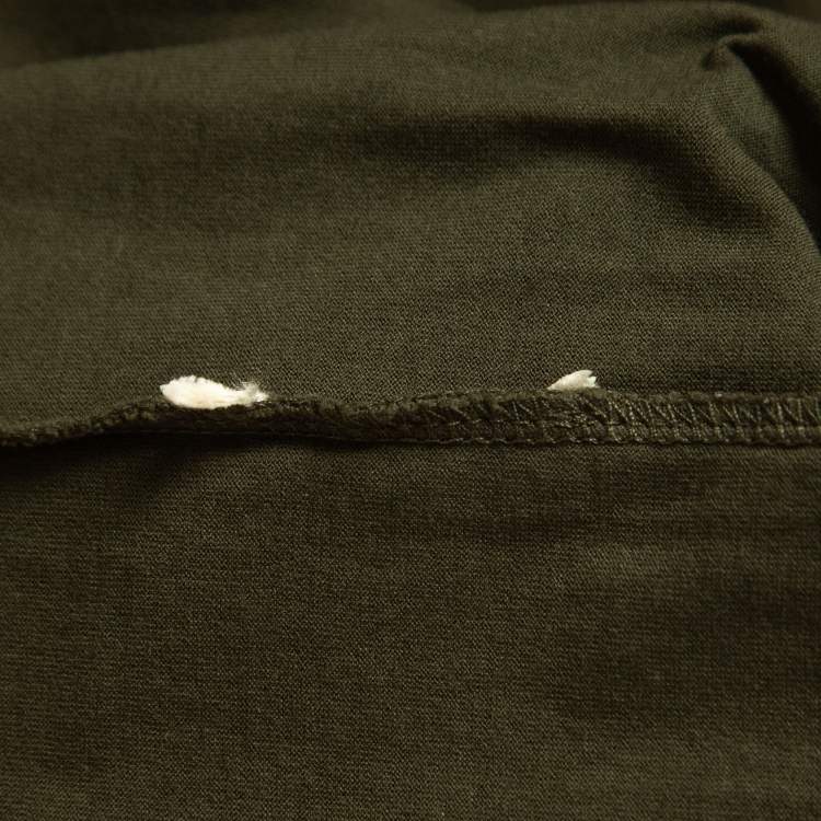 Pre Owned Fendi Green Embellished Eye Cotton Crew Neck T-Shirt M