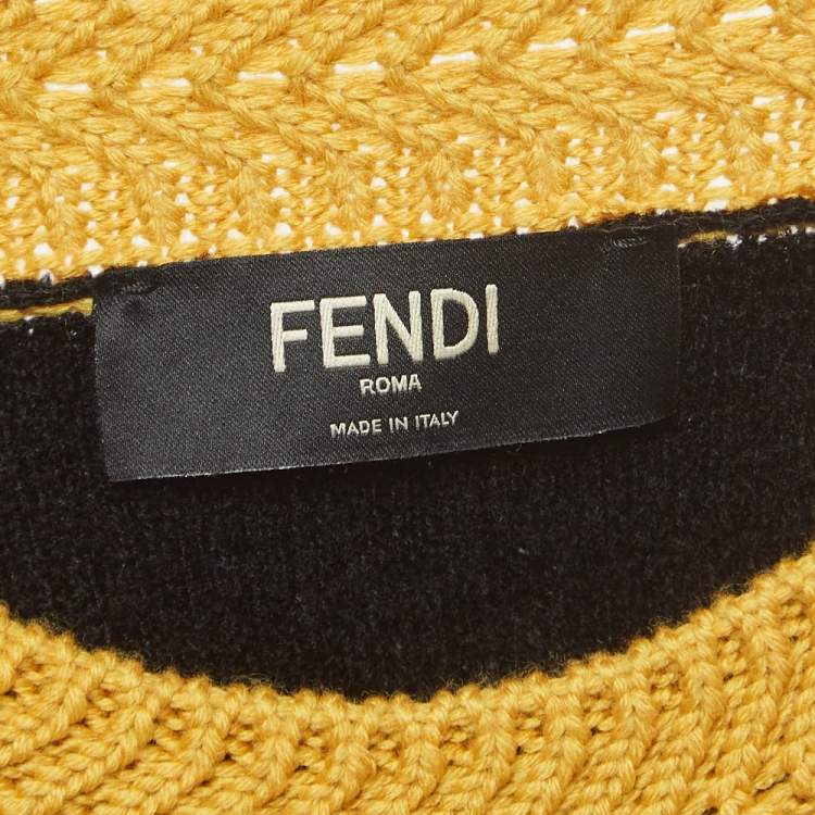 Pre Owned Fendi Black/Multicolor Knit Sweater L