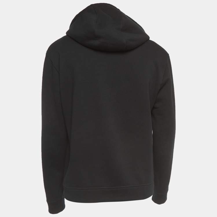 Pre Owned Fendi Black Logo Embroidered Cotton & Cashmere Hoodie L