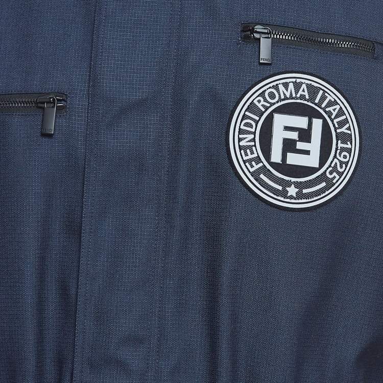 Pre Owned Fendi Navy Blue Nylon Utility Jumpsuit M